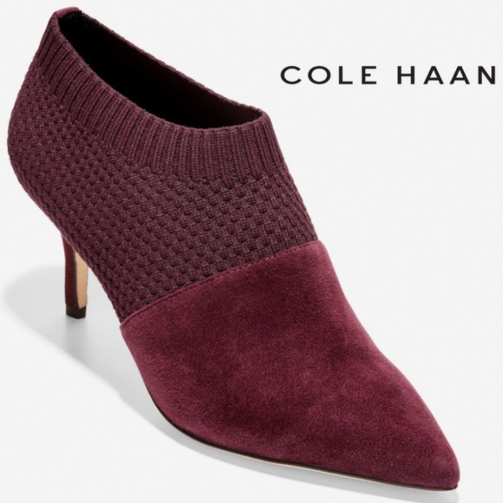 Cole Haan Vanna Shootie Suede Heel Booties Ankle Boots Pointed Toe Pumps 7.5
